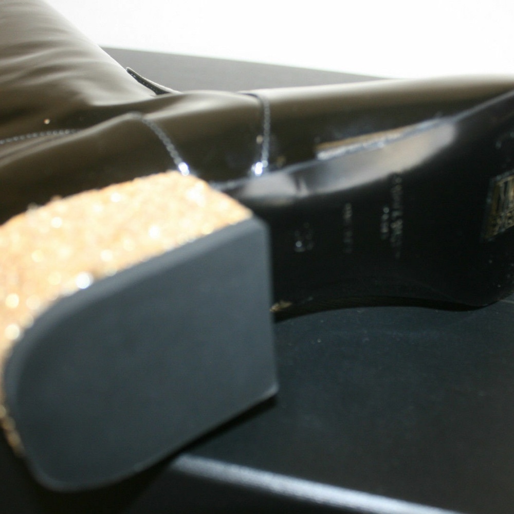 YSL Babies Boots Patent Leather Glitter Heels - Picture 6 of 8